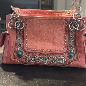 Montana West concealed carry leather embroidered studded bag